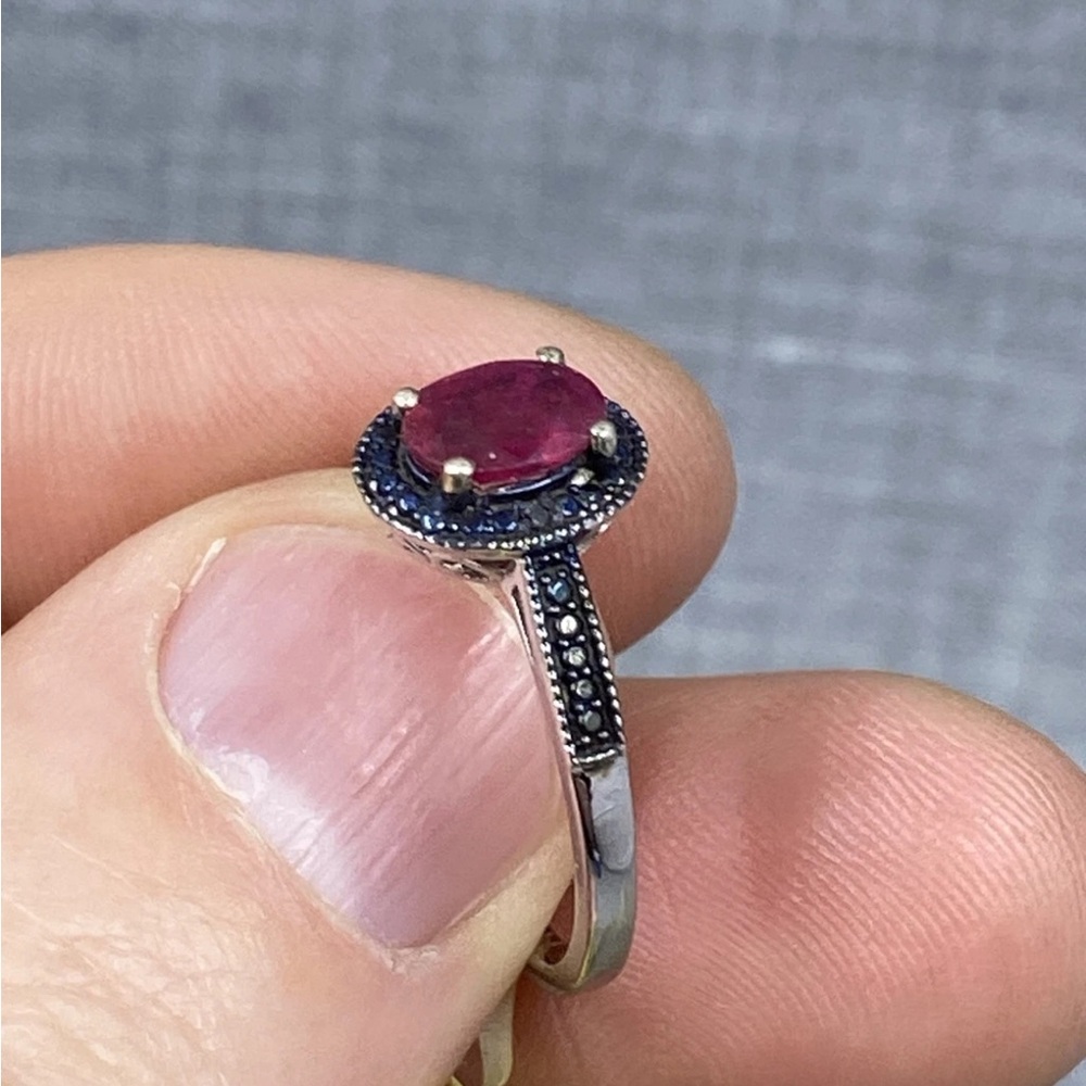 Elegant Ruby And Spinel Silver Ring - image 6